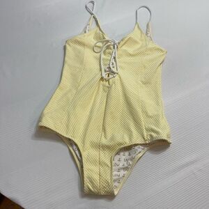 Tallow Yellow White One Piece Swimsuit Bathing Suit Size 10